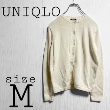 유니클로 [ M ] 크루넥 가디건 화이트 계열 면 100% 오피스