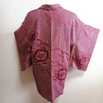 레트로 실크 총조리 장미 무늬 겉옷