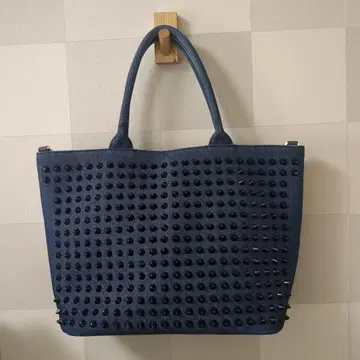 새상품급 DIAVEL 스터드 데님 토트백 네이비