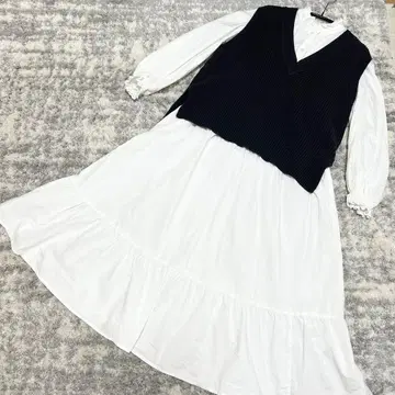 저스길리티 레이어드 니트 베스트 셋업 원피스