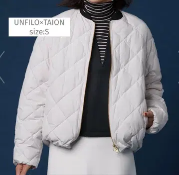 TAION x UNFILO 퀼팅 다운 숏 기장 블루종