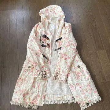 꽃무늬 후드 부착 판초 케이프 코트 LIZLISA