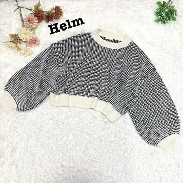 s.1756 [헬름] 긴팔 니트 숏 기장 M 사이즈 블랙 계열 캐주얼