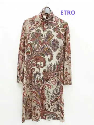 새상품급 ETRO 에트로 페이즐리 원피스 42 스트레치 터틀넥