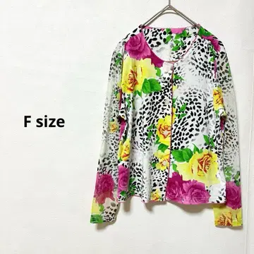 꽃무늬 레오파드 시어 가디건 F 화려한 긴팔 한국제 비침