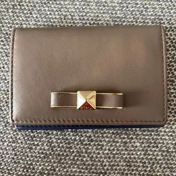 FURLA 천연 가죽 카드 케이스 명함지갑 바이컬러 베이지