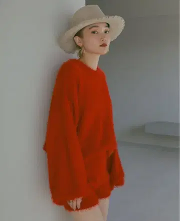 miette 모헤어 벌룬 슬리브 샤기 니트