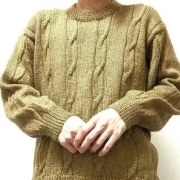 빈티지 스웨터 케이블 니트 피셔맨 베이지 트래디셔널 구제 의류