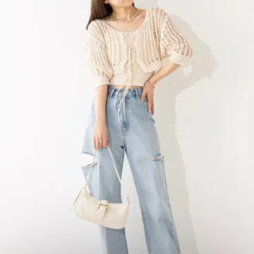 Chico 메쉬 2way 리본 가디건