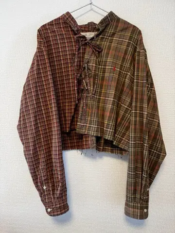 CITYSHOP 체크 무늬 크롭 셔츠 77crca