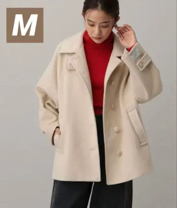 이번 시즌 GLOBAL WORK 울리 트윌 스탠드 코트 아이보리 M