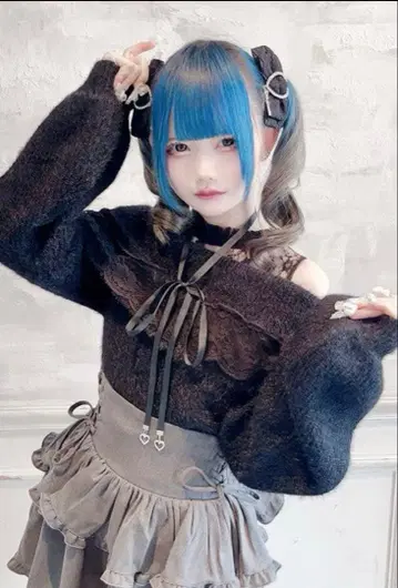 [ MA*RS ] 오프 롤 샤기 니트탑 - 블랙 size-F