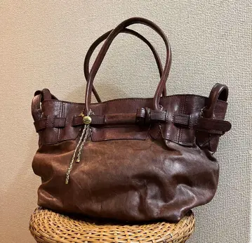 Robita 다크 브라운 가죽 토트백