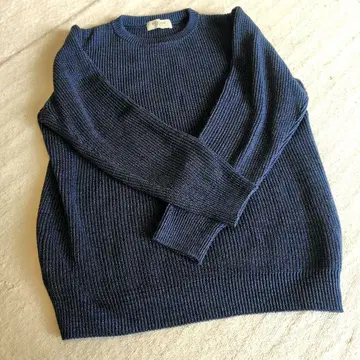 남성용 스웨터 면 100% 네이비