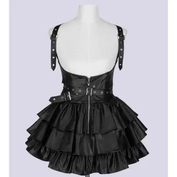 Qooza/ IMVAL / 프릴 레더 드레스