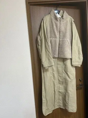 베이지 플리스 자켓 롱 코트