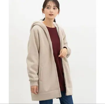 허니즈 보아 안감 롱 후드티 하니포카 베이지