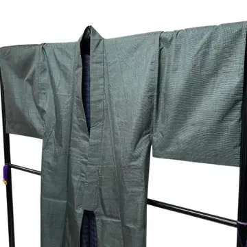 남성용 기모노 앙상블 오시마 명주 그린 사슴 무늬 착용 114b d ms