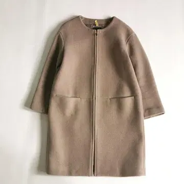 노블 노카라 코트 지퍼 캐시미어 혼방 36 베이지