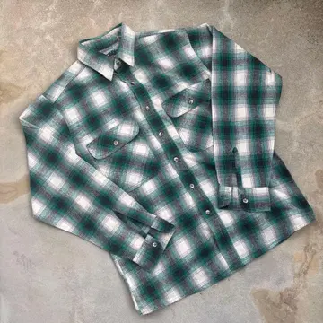 90s 옴브레 체크 헤비 플란넬 셔츠 USA 제조