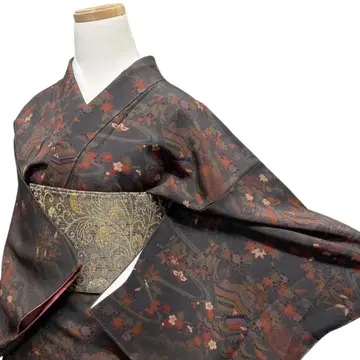 미착용 코몬 풍경 무늬 유수 송죽매 창포 단풍 기모노 14b d ms