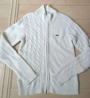 LACOSTE 화이트 케이블 니트 스웨터