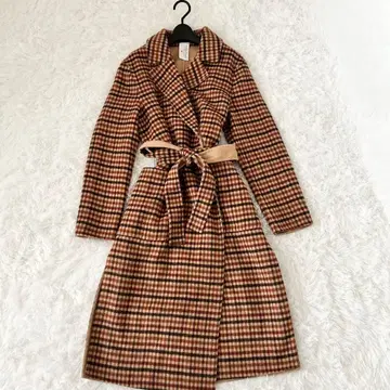 BANANA REPUBLIC 체크 무늬 리버서블 코트 M 울 벨트