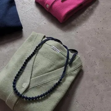 미사용 새상품 홈스펀 울 목걸이 블루 멜란지