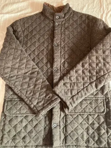 브라운 퀼팅 자켓 울 혼방