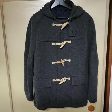 그레이 더플 코트 후드 부착