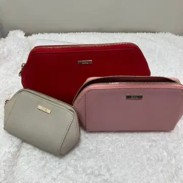 파우치 3종 세트 레드 핑크 그레이