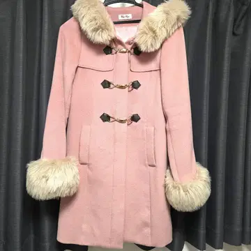[새상품급] ByeBye 퍼 달린 핑크 롱 더플 코트 M 사이즈