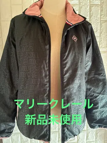 택 포함 미사용 새상품 마리끌레르 충전솜 블루종 블랙 로고 자켓