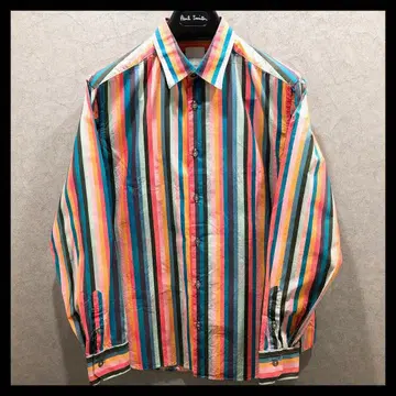 폴스미스 긴팔 셔츠 L 사이즈 스트라이프 패턴 멀티 컬러