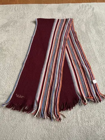 버건디 스트라이프 머플러