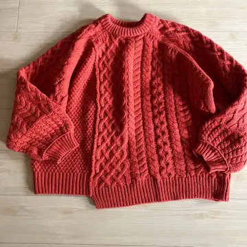 차오패닉 typy Calm 오렌지 케이블 니트 스웨터 새상품급