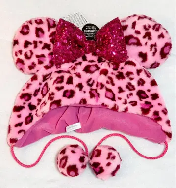 도쿄 디즈니 리조트 레오파드 무늬 팬캡 핑크 레오파드 미니