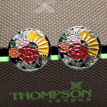 tsc201 톰슨 커프스 실버 x 컬러풀 일본풍 패턴/모란/부채 라운드