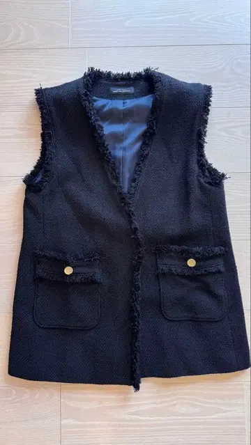 그린 레이블 트위드 베스트 네이비