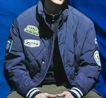 무료배송/미사용 새상품 빅 사이즈 네이비 퀼팅 와펜 자켓