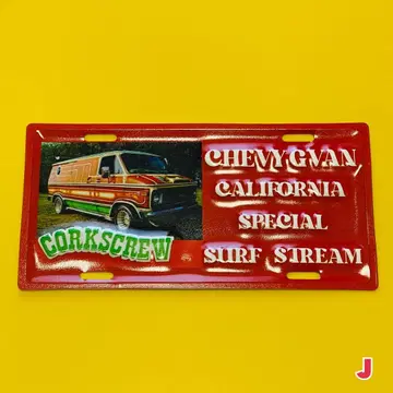 메탈 플레이트 HIPPY VAN 아메리칸 잡화 인테리어 레드 NoJ