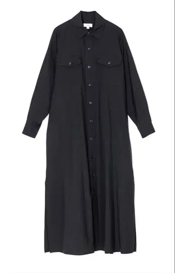 HYKE 블랙 셔츠 원피스 긴팔