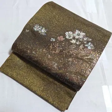 C 작가물 당초당화 무늬 은통사 북 순수 실크 포멀한 후쿠로 오비 O10