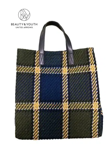 BEAUTY&YOUTH 빅 토트백 체크 무늬 레트로 클래시컬