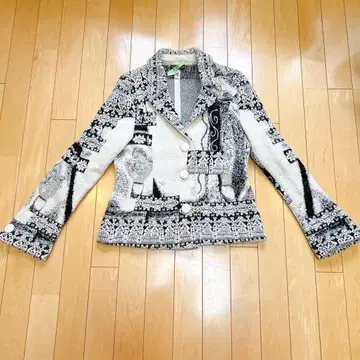 COSA-NOSTRA 코자노스트라 화이트 블랙 무늬 니트 자켓