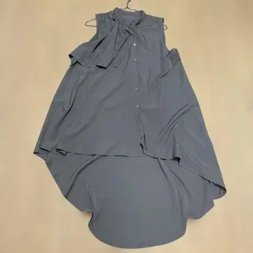 미사용 그레이 슬리브리스 비대칭 셔츠