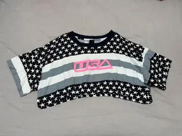 Bernhard Willhelm 베른하르트 별 패턴 USA 크롭 T셔츠