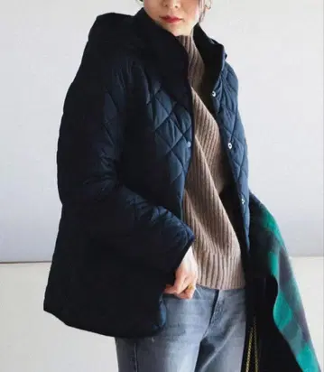 BEAMS HEART 퀼팅 후드 블루종