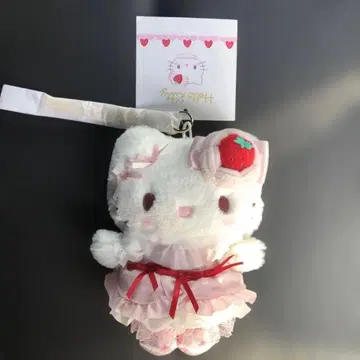 새상품 산리오 딸기 휘핑 케이크 백참 키티 봉제 인형