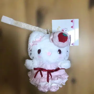 새상품 산리오 딸기 휘핑 케이크 백참 키티 봉제 인형